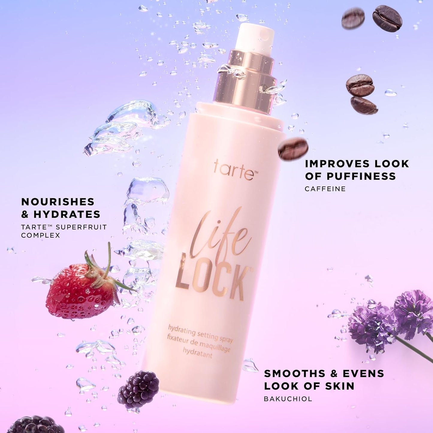 Tarte Life Lock Hydrating Setting Spray - 10-in-1 Weightless Mist with Hyaluronic Acid for Long-Lasting Makeup