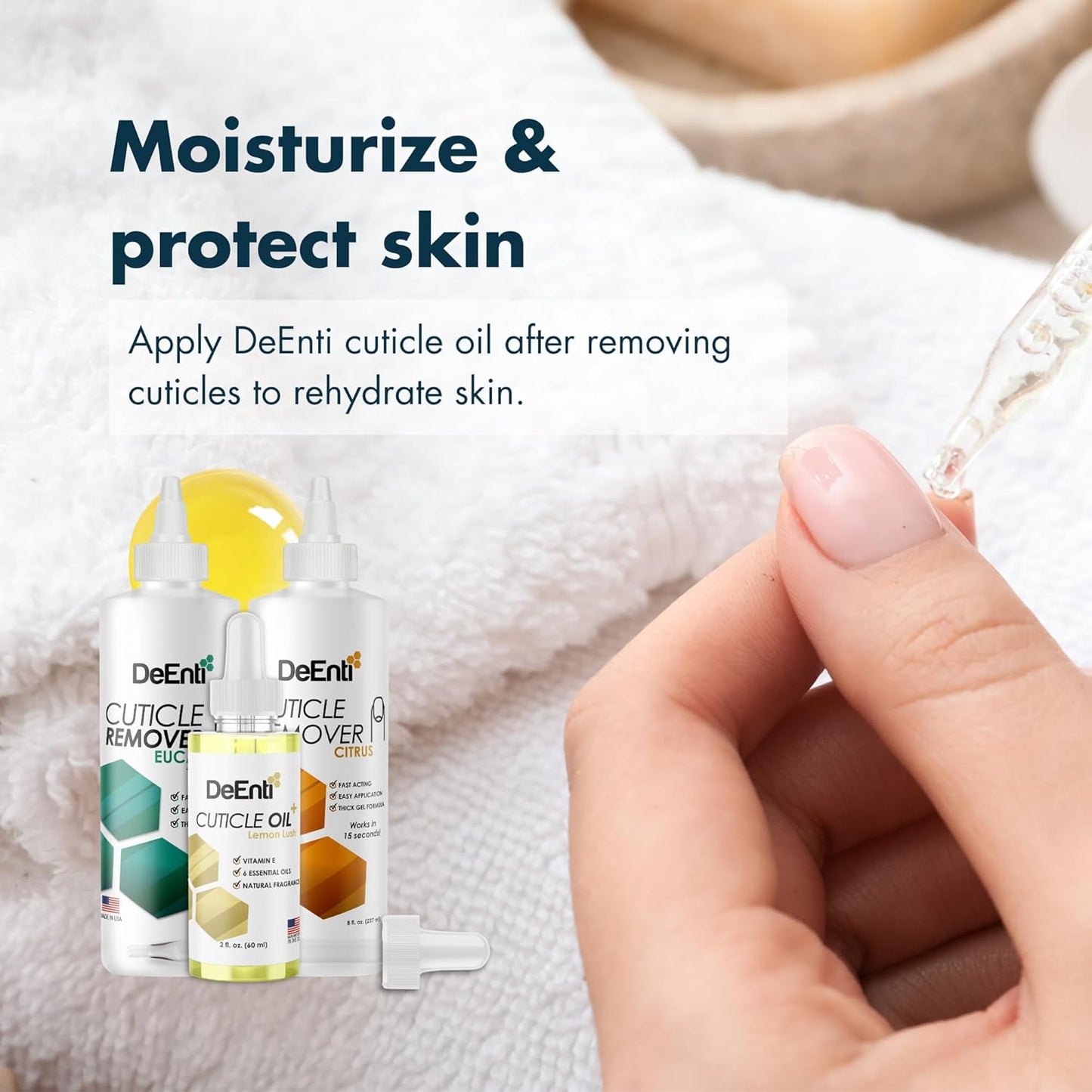 DeEnti Instant Cuticle Remover Gel - Professional 15-Second Softener for Hands & Feet | 8oz Bottle