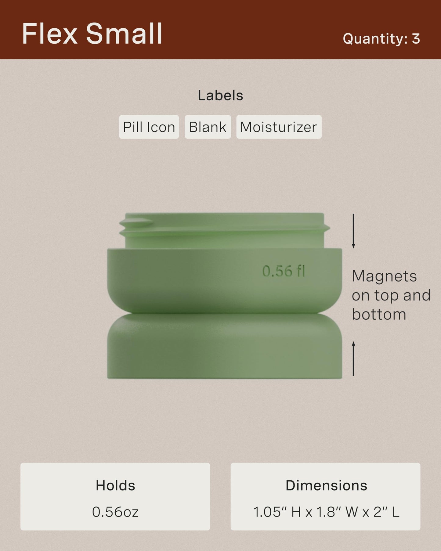 Cadence Travel Containers - Daily Routine Capsule Set - Magnetic Travel Capsules - For Shampoo, Conditioner, Body Wash, Pills, and More - 4 Flex Mediums (1.32oz) & 3 Flex Smalls (0.56oz) - Pacific