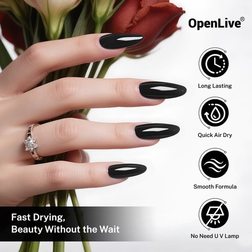 OpenLive 16.5ml Nail Polish Quick Drying Black White Red Pink Bule Collection Gifts for Women