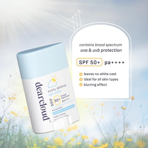 Dearcloud Sunny Defense Sunscreen Stick SPF 50+ PA++++ - Travel-Friendly Korean Sunscreen for Face (0.68 oz)