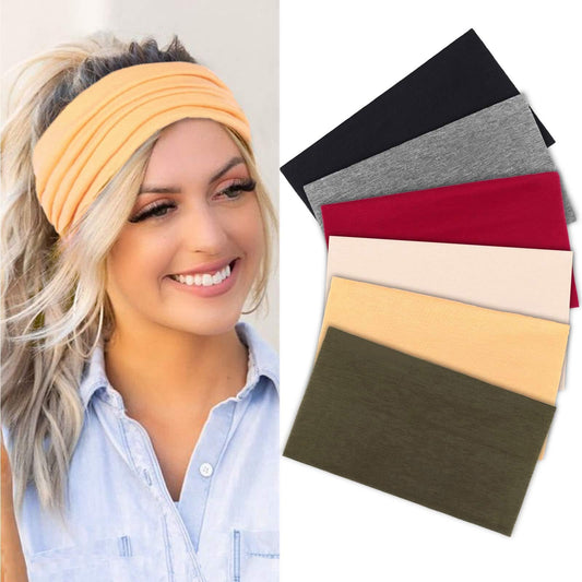 TuTive Extra Wide Headbands for Women Head Bands for Women's Hair Band Stretchy Turban Girls Styling Accessories 6 Pack Skincare Headband Sports Headbands Trendy Head Bands for Women