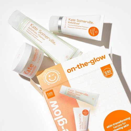 Kate Somerville On The Glow Kit - Travel-Size Skincare Set for Radiant Skin with ExfoliKate Cleanser & Moisturizer