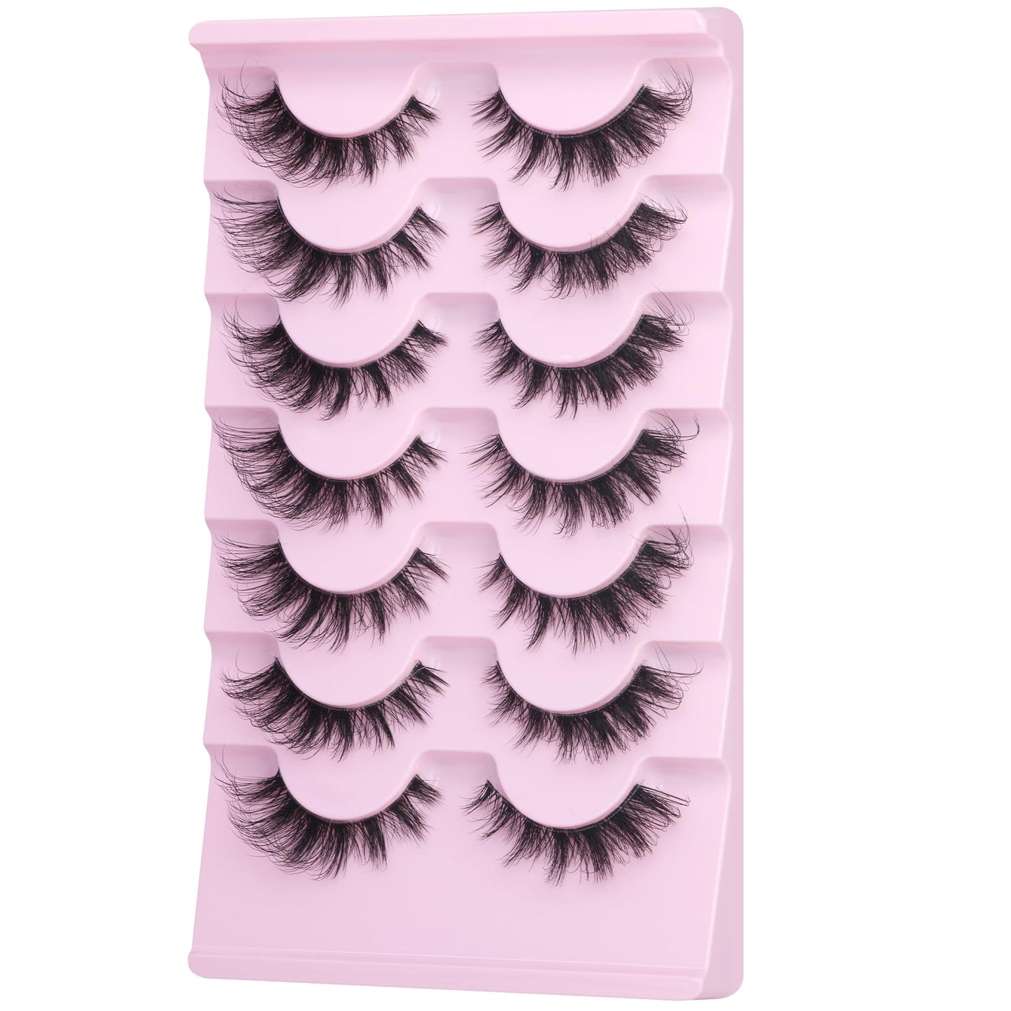 EYDEVRO False Eyelashes Wispy Lashes D Curl Cat Eye Lashes Clear Band Manga Lashes Natural Look Fox Eye Fake Lashes Fluffy Faux Mink Strip Lashes 7 Pairs Pack