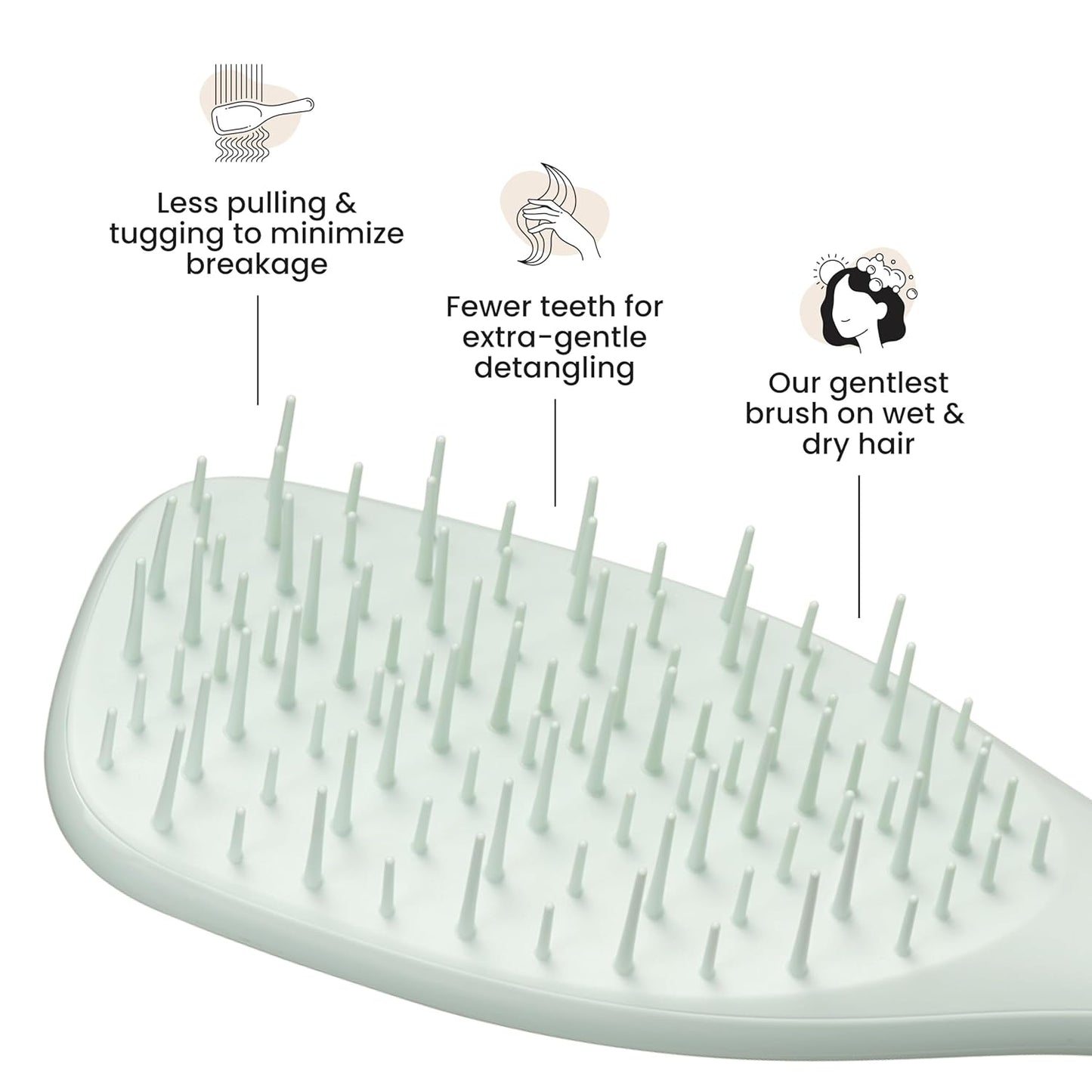Tangle Teezer Extra Gentle Detangler Hair Brush - Minimize Hair Loss & Breakage | Eucalyptus Green