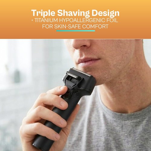 Edge+ PRO Precision Smooth Foil Shaver - Professional Waterproof Titanium Electric Shaver for Men with Pop-Up Trimmer & LED Display