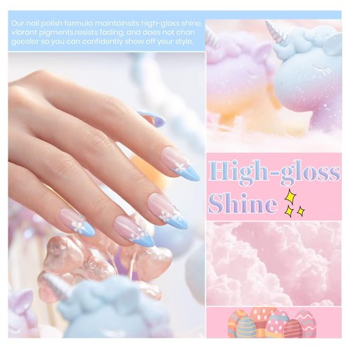 Beetles Pastel Gel Polish Set - 6 Colors Pink Yellow Blue Green Purple Soak Off Nail UV Lamp Gel Nail Kits Decorations Nail Art Gifts Easter