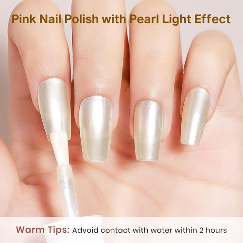 MIZHSE Pearlescent Milky White Nail Polish - Quick Dry Creamy Pearl Finish | 15ml Non-Gel Lacquer