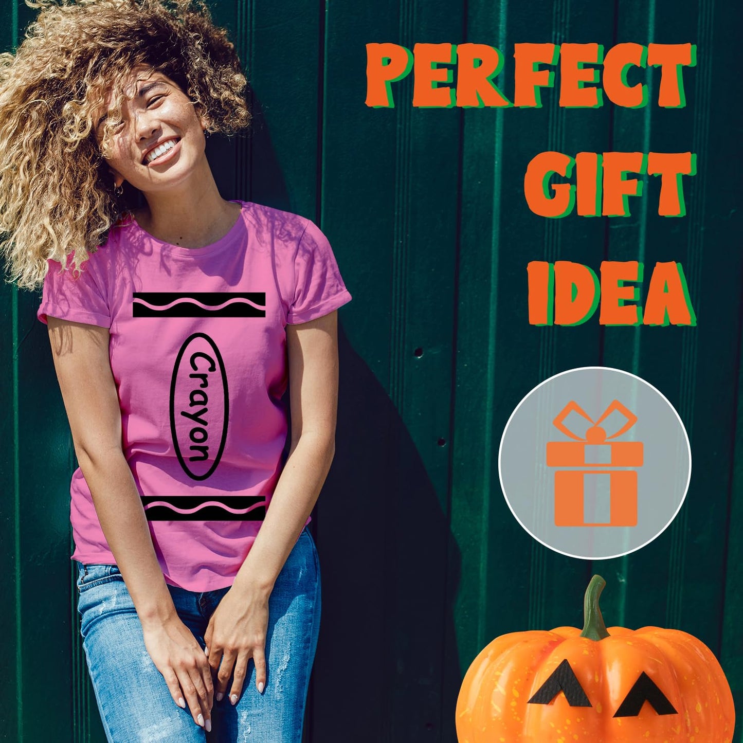 Crayon Box Halloween Costumes Short Sleeve Regular Fit T-Shirt Funny Cool Graphic tee idea | for Women Azalea Pink