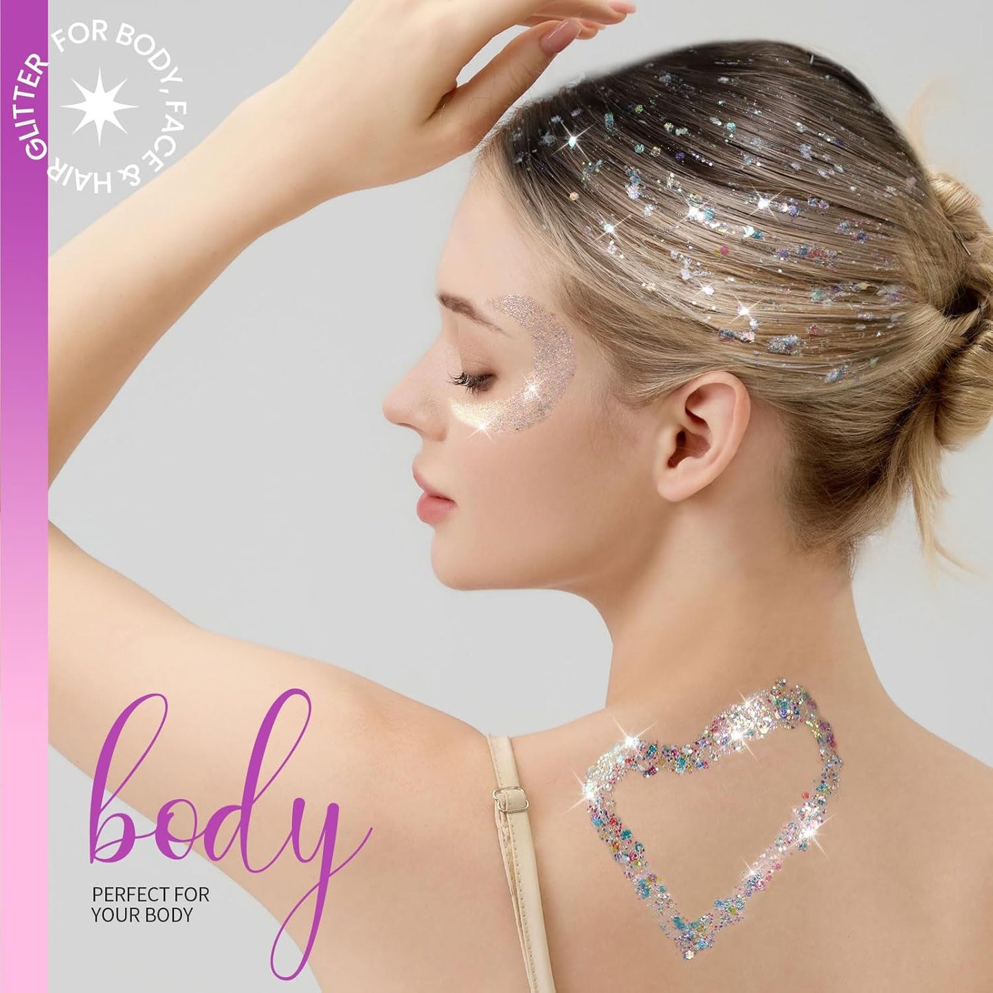 Teenitor Face Glitter Set - 2pcs Versatile Body & Hair Glitter Gel, 20g/0.7oz, White Makeup Essentials