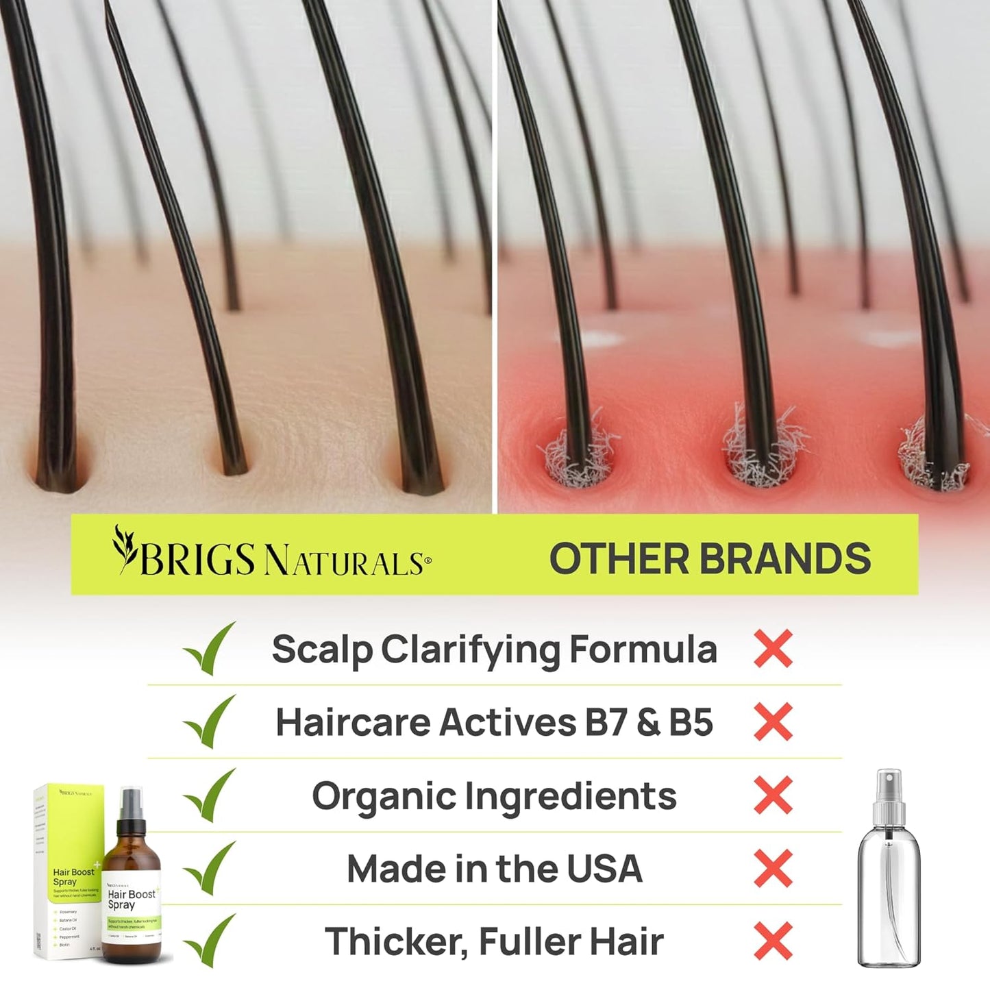 Skiennix Hair Boost Spray - Thicker, Healthier Hair with Organic Botanicals | 8 oz
