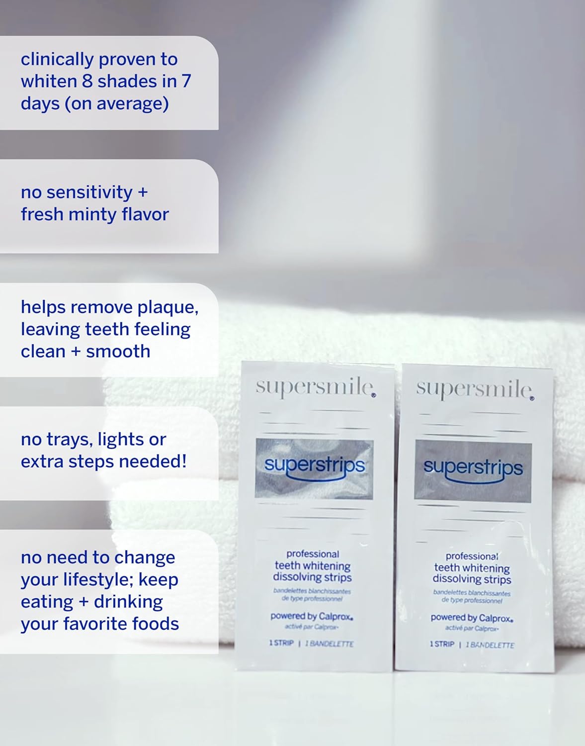 Supersmile Whitening Strips - Professional Enamel Safe Teeth Whitener for Sensitive Teeth