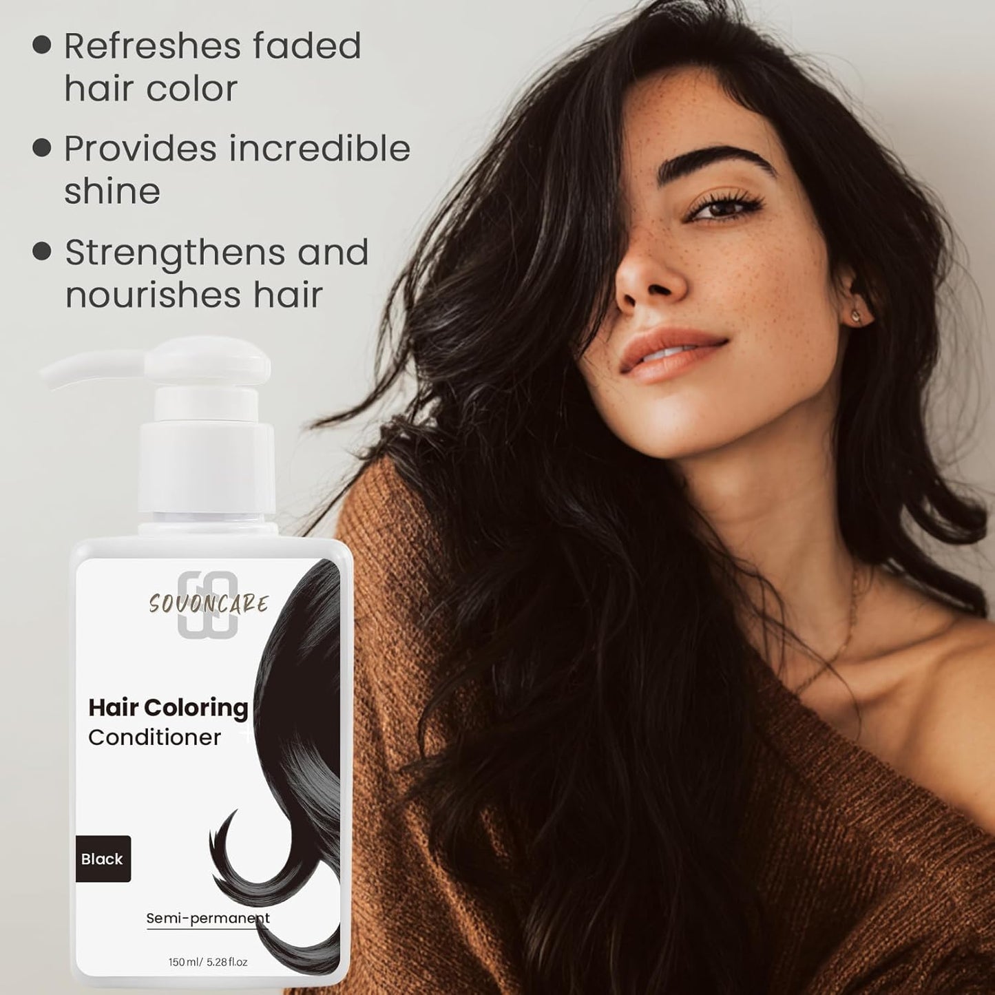 SOVONCARE Black Hair Color Depositing Conditioner Mask - 5.28 OZ | Cruelty-Free Formula