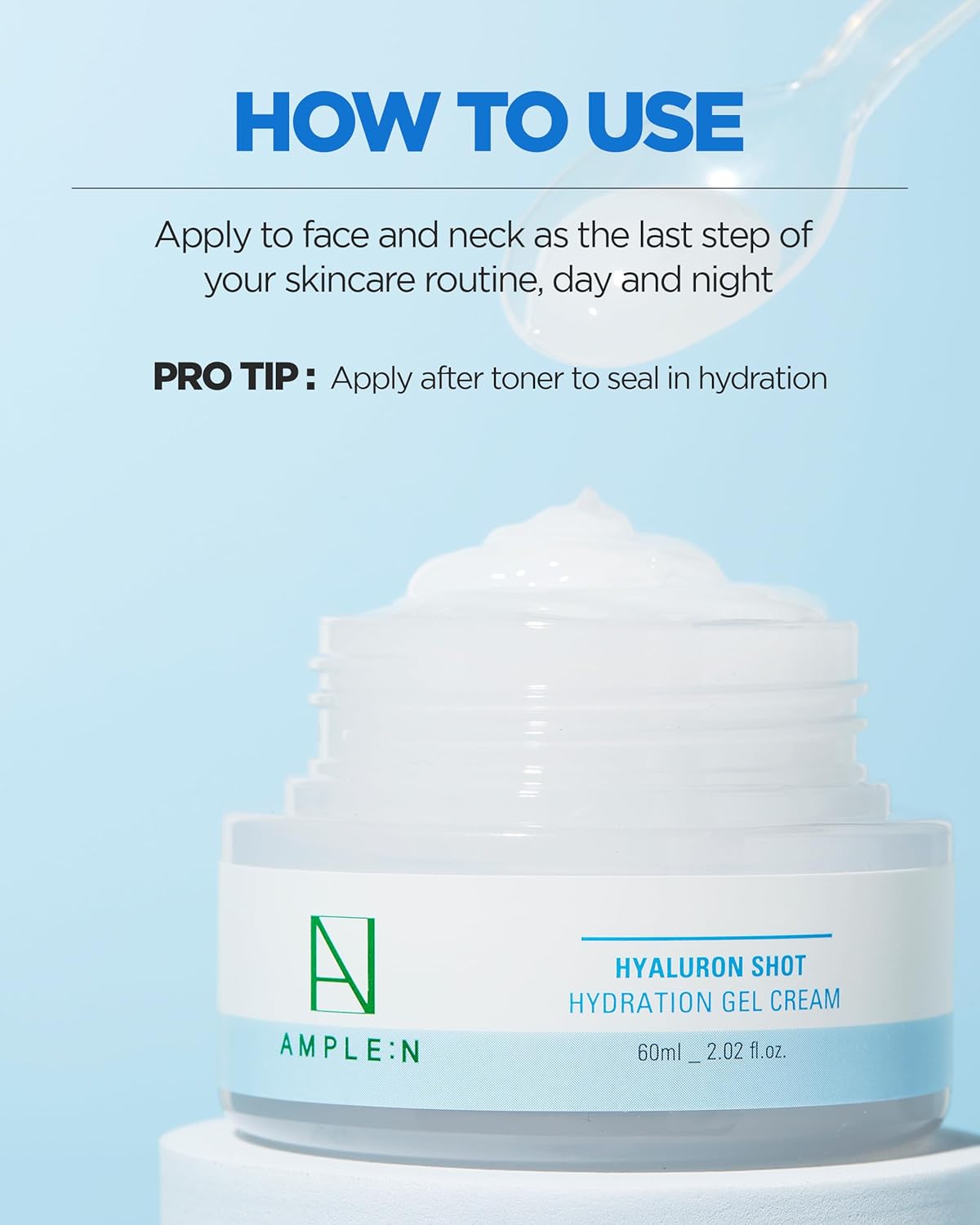 AMPLE:N Hydration Gel Cream - Korean Face Moisturizer with 10 Types of Hyaluronic Acid | 24-Hour Moisture, 2.03oz
