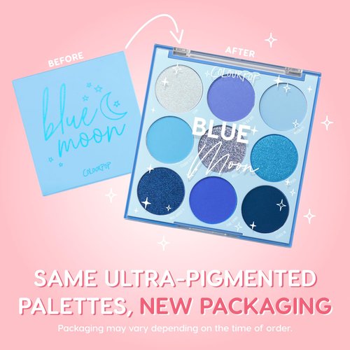 ColourPop Blue Moon Eyeshadow Palette - High-Pigment Monochromatic Blue Shades with Matte, Metallic & Duochrome Finishes | 0.3 oz