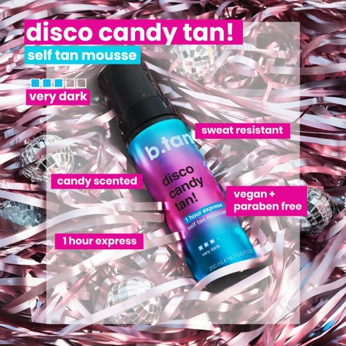 b.tan Dark Self Tanner Mousse - Disco Candy Tan | 1-Hour Express Sunless Tanning Foam, Vegan & Sweat-Proof, 6.7 Fl Oz