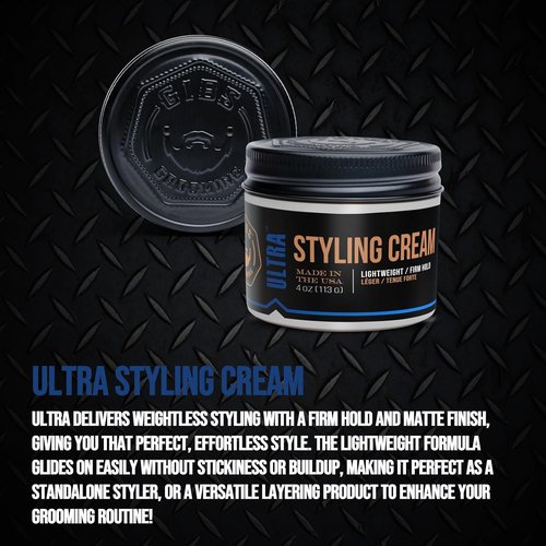 GIBS Ultra Styling Cream - Strong Hold & Flexible Finish for All Hair Types | 4 oz