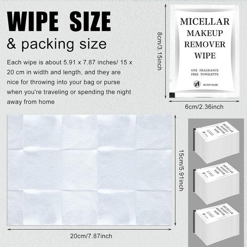Ctosree Makeup Remover Wipes - 150 Individually Wrapped Facial Cleansing Pads | Travel-Friendly, White
