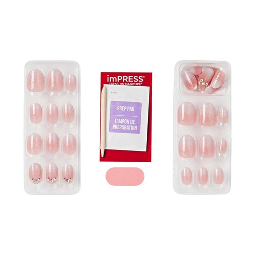 KISS imPRESS Press-On Nails - 'Even Better' Pink Oval Design | Short Size, 30 Nails & Accessories Included