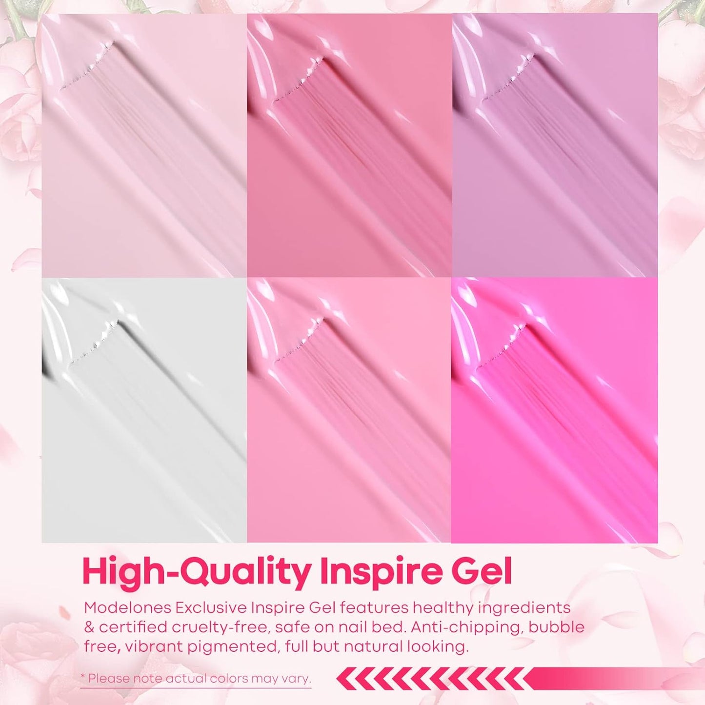 modelones Pink Gel Nail Polish Set, 6 Colors Light Soft Pink White Nude Pink Soak Off Nail Art Gel Design Manicure Kit Salon DIY Home Gift for Women Girlfriend Girl