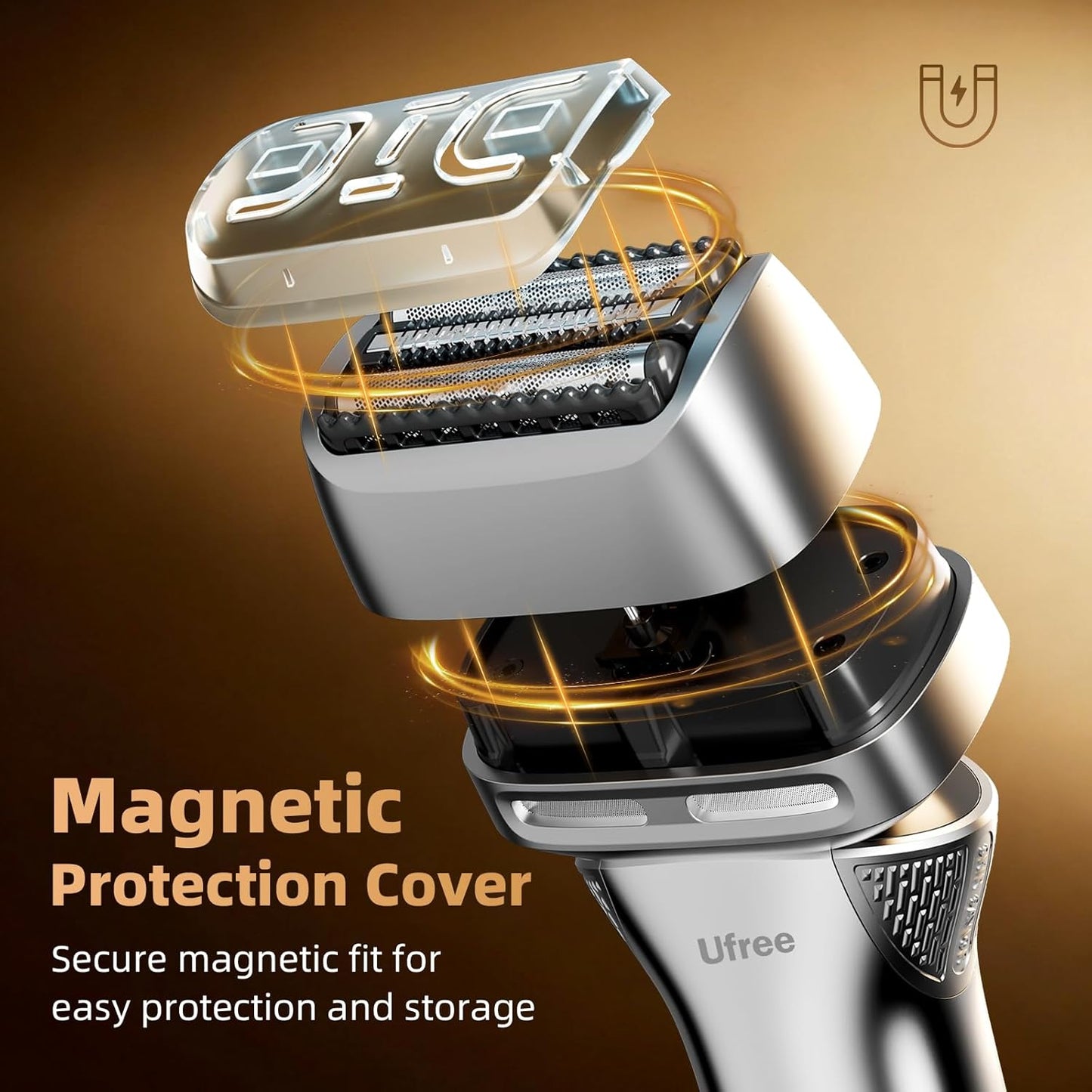 Ufree Foil Shaver - 8,500 RPM Electric Razor for Men | Wet & Dry, Rechargeable, IPX7 Waterproof, Silver