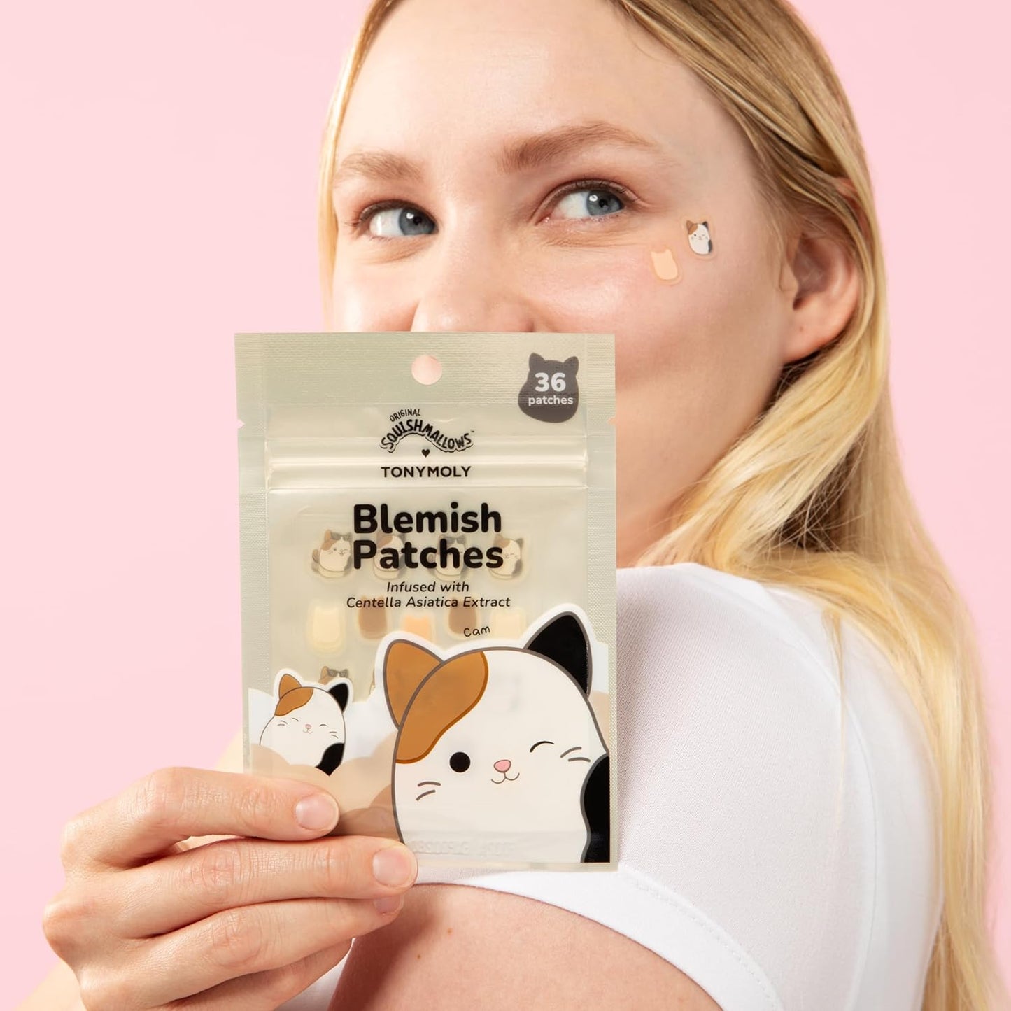 TONYMOLY x Squishmallows Cam the Calico Cat Blemish Patches – Centella Asiatica Hydrocolloid Acne Treatment Stickers for Face – Cute K-Beauty Pimple Patch – 36 Count
