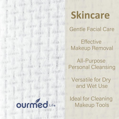 Ourmed Life Face Towels - Biodegradable Disposable Facial Towels for Sensitive Skin | 10"×12", 25 Count