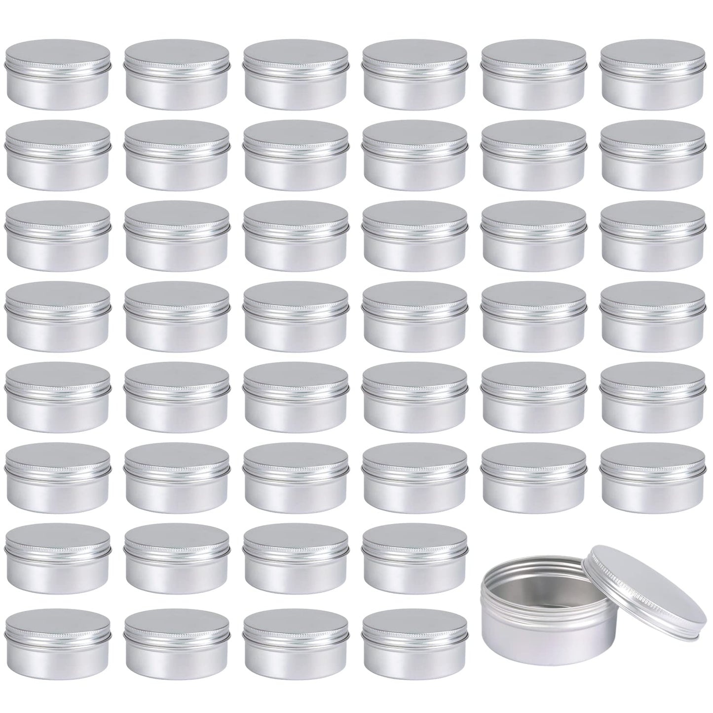 Moretoes 45 Pack Tins, 4oz Metal Round Tins Aluminum Empty Candle Tins with Screw Lid for Lotion Bars, Salve, Spices or Candles