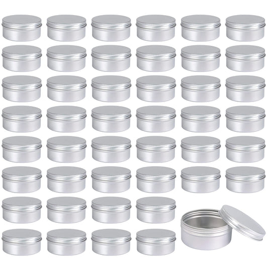 Moretoes 45 Pack Tins, 4oz Metal Round Tins Aluminum Empty Candle Tins with Screw Lid for Lotion Bars, Salve, Spices or Candles