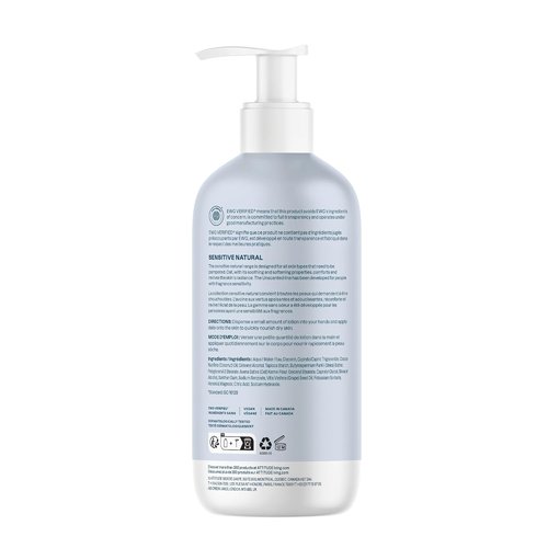 ATTITUDE Body Lotion - Extra Gentle Formula for Sensitive Skin | EWG Verified, Vegan, Unscented, 16 Fl Oz