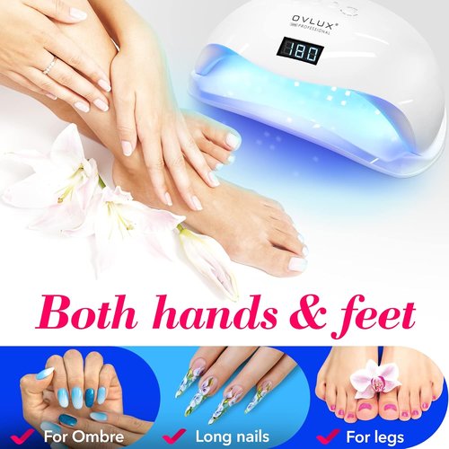 OVLUX 180W UV LED Nail Lamp - Fast Professional Gel Nail Dryer with 57 LEDs & Auto Sensor | LCD Display