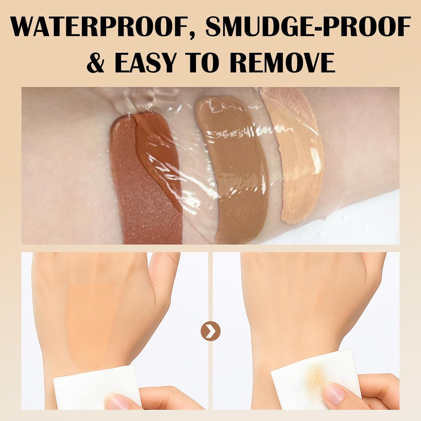 Skiennix Waterproof Leg & Body Makeup Cream - Transfer-Resistant Full Coverage Concealer for Tattoos & Scars, 03