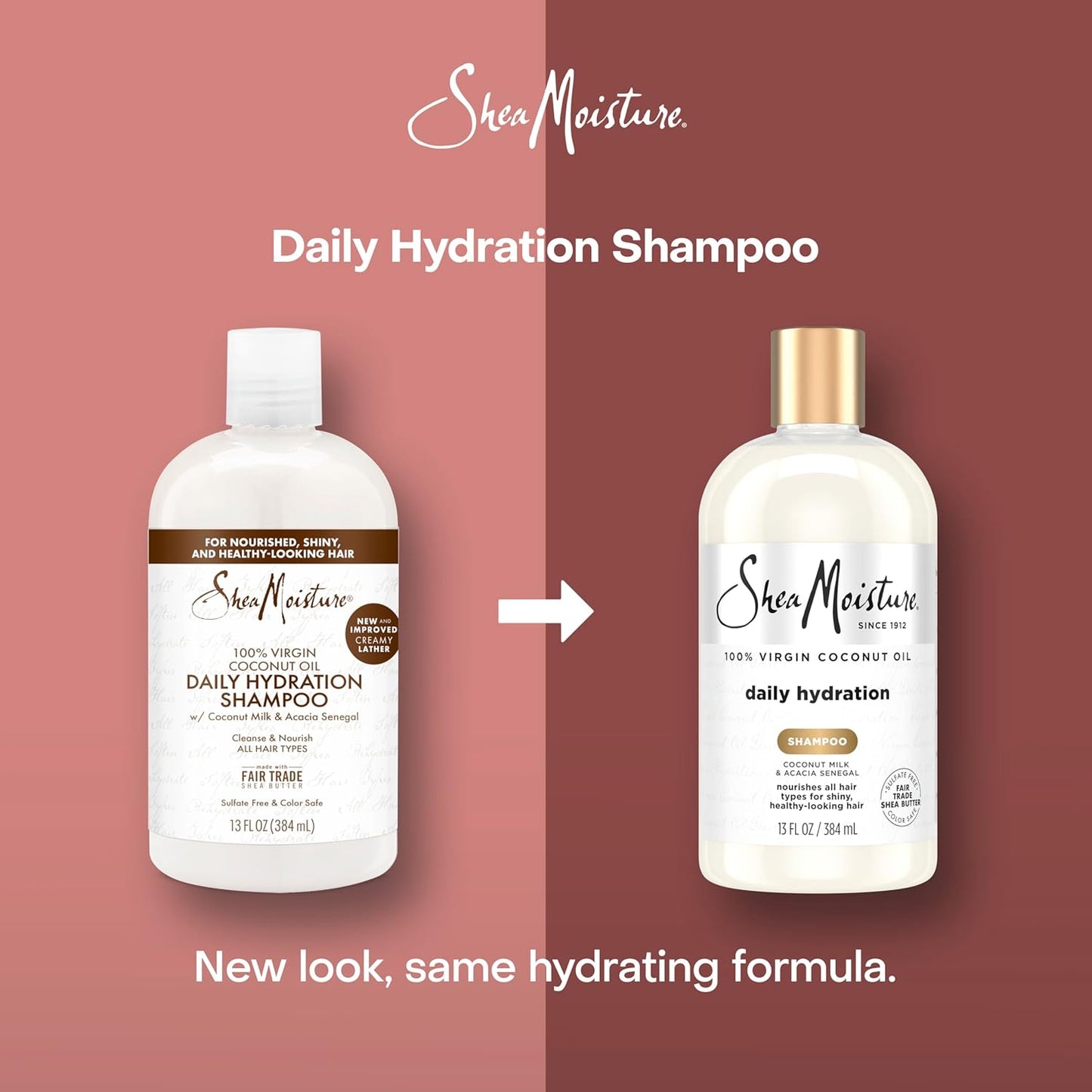 Shea Moisture Daily Hydration Shampoo - Virgin Coconut Oil, Sulfate-Free, 13 oz for All Hair Types
