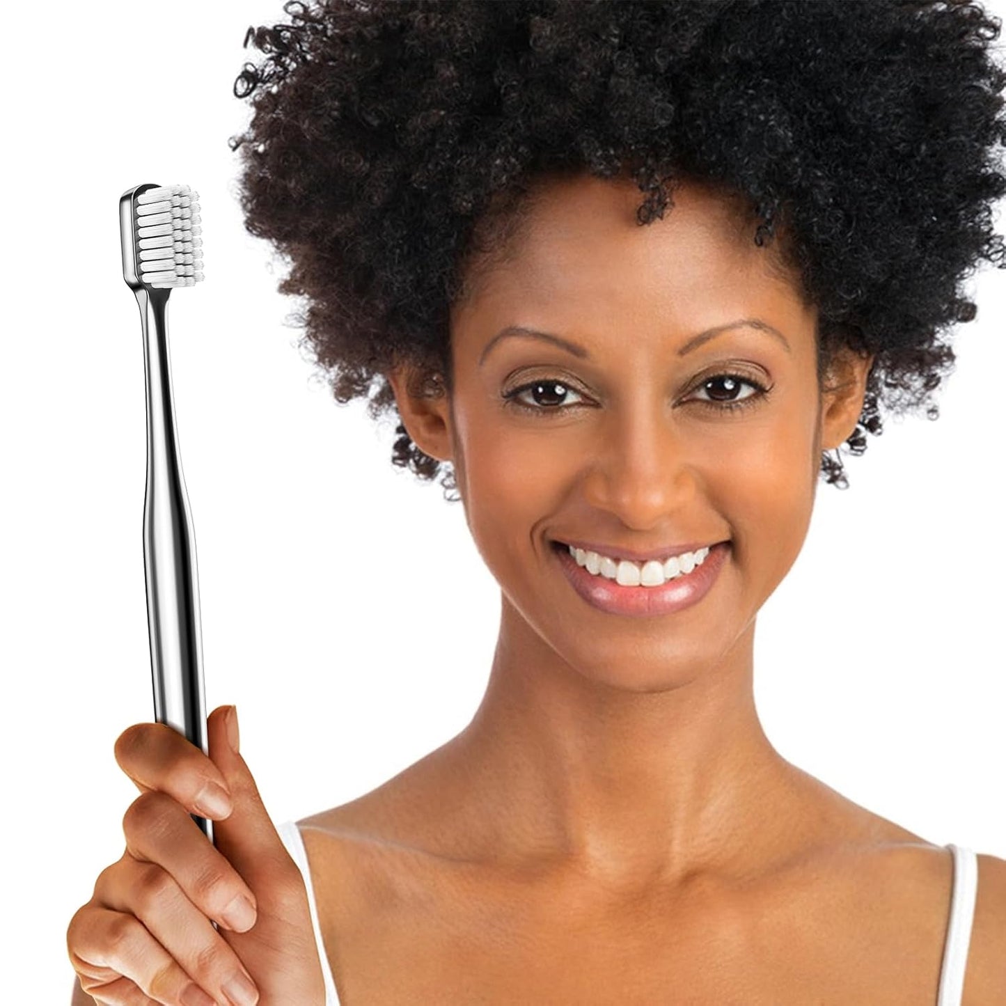 Z-VAPRESS Luxury Silver Manual Toothbrush - Soft Bristles for Sensitive Teeth | Elegant Electroplated Design