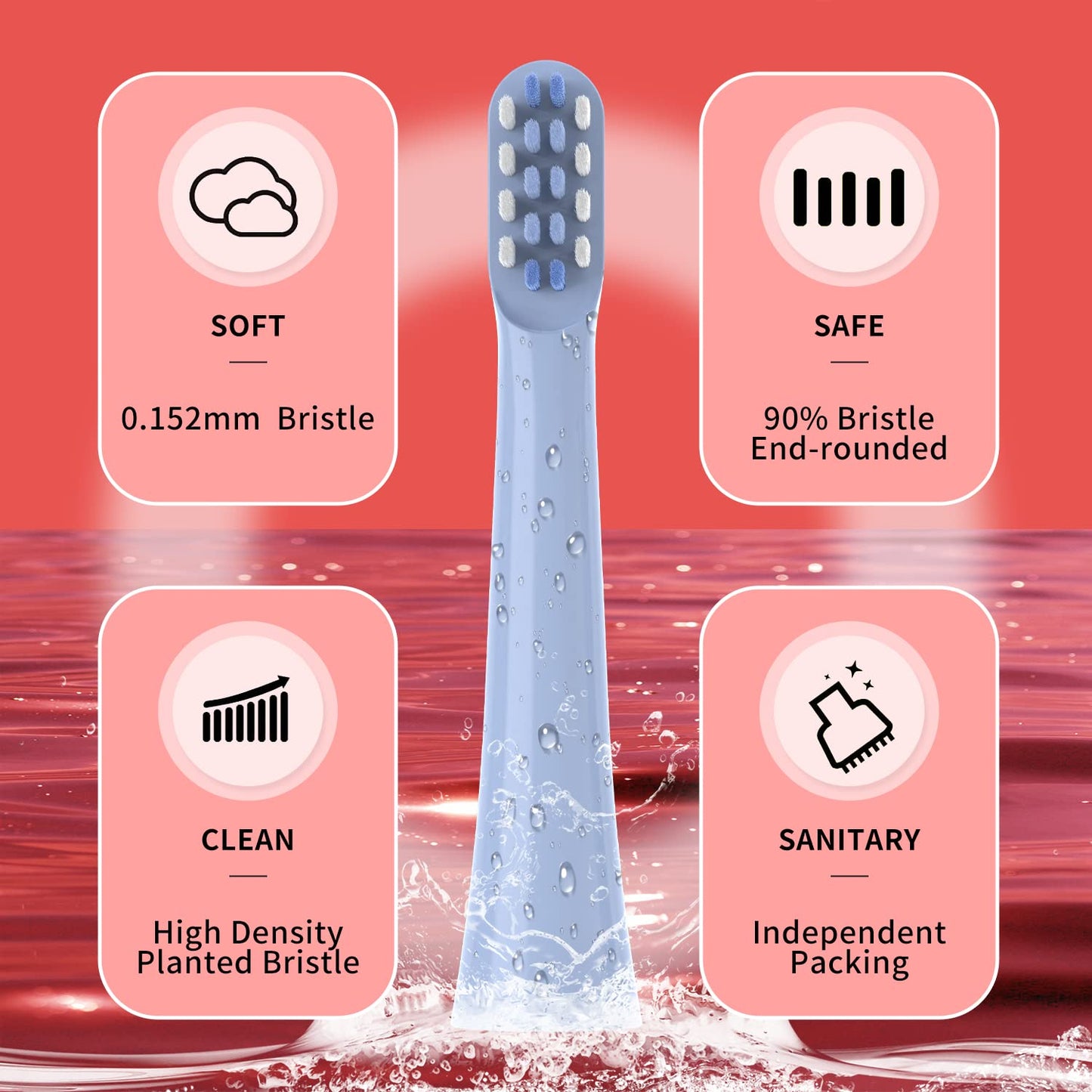 Replacement Toothbrush Heads Compatible with Colgate Hum Connected Smart Battery Toothbrush Refill Head, Blue, 6 Pack