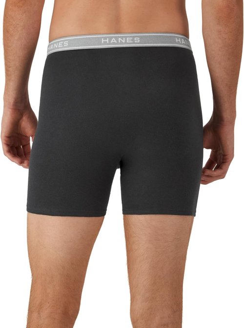 Hanes Men's Boxer Briefs - Cool & Breathable Cotton, Moisture-Wicking Comfort | No Ride Up, 4-Pack