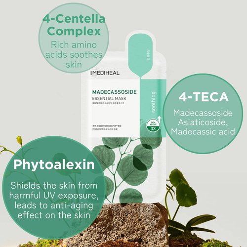 Mediheal Madecassoside Essential Sheet Mask - 10 Hydrating Masks for Sensitive Skin | Calming & Soothing