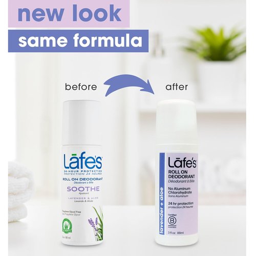 Lafe's Natural Deodorant - Aluminum-Free Lavender & Aloe Roll-On | 3oz Size for Freshness