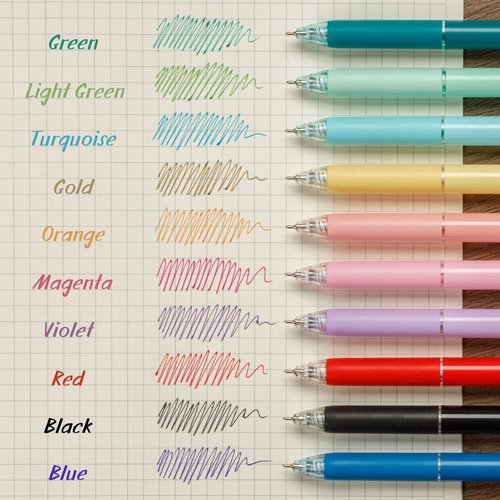 FLEXOFFICE Retractable Ballpoint Pens - 10-Count Assorted Pastel Colors with Soft Grip | Perfect Christmas Gifts