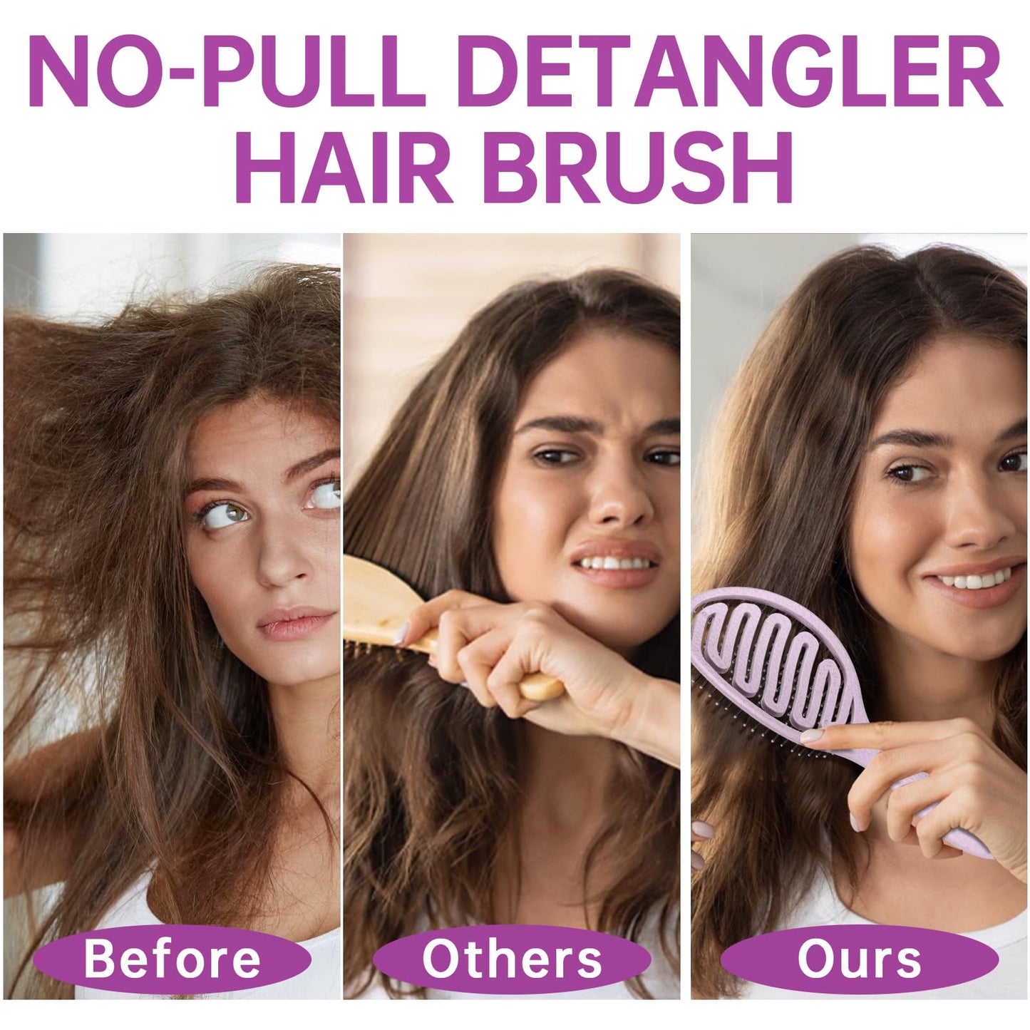 Daily Gard Detangling Brush, Dry and Wet Vented Detangler Hair Brush for Women and Men, Paddle Quick Drying Hairbrush for Wet/Dry/Curly/Thick/Long/Wavy/Damaged Hair, Purple