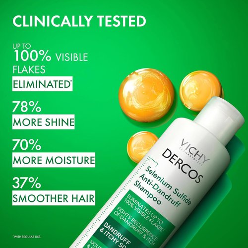 Dercos Dandruff Shampoo - Antifungal Dry Scalp Treatment for Itchy Relief | Prescription Strength Selenium Sulfide