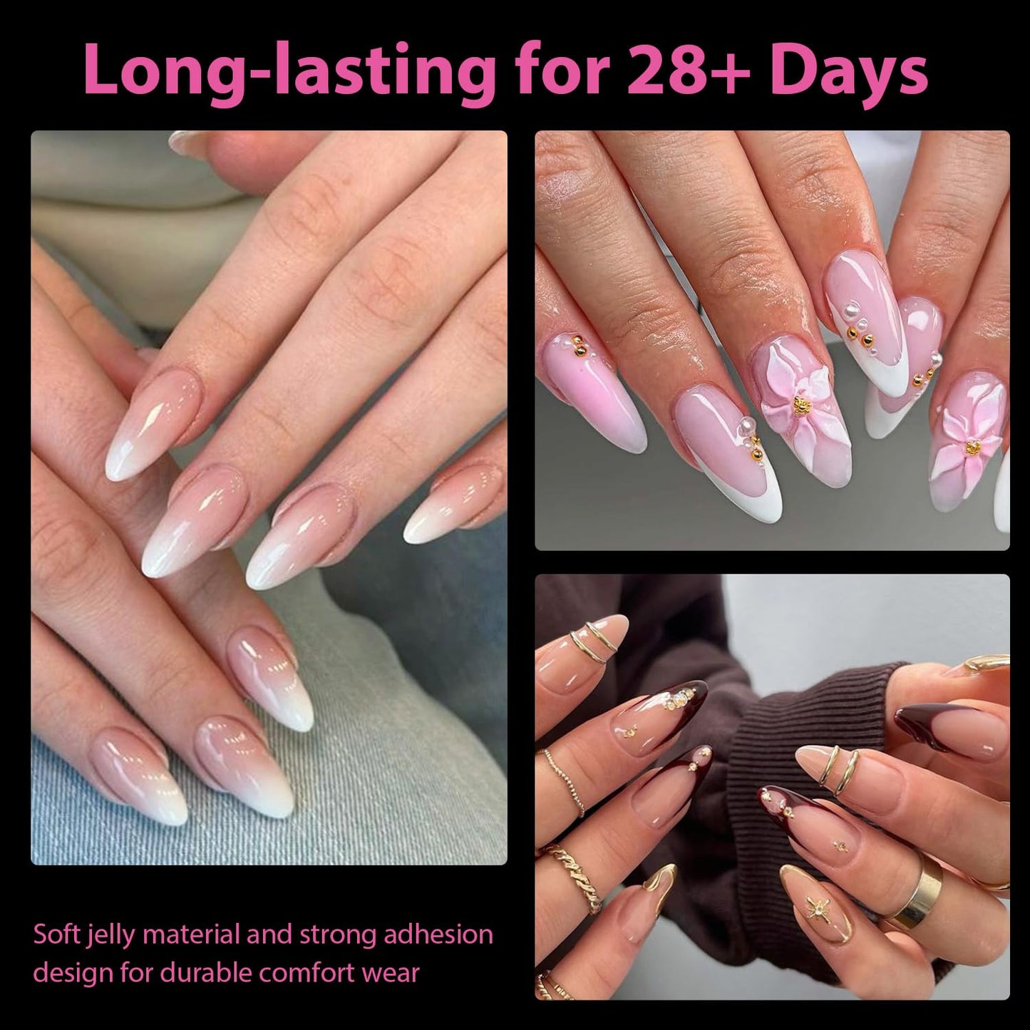UNA GELLA Gel Nail Glue, Solid Nails Gl ue Gel 40g Lamp Curing Needed Soak Off G LUE Strong Nail G LUE G el for Acrylic Fake Nails Tips Extension Press On Nails for Gelly Tips