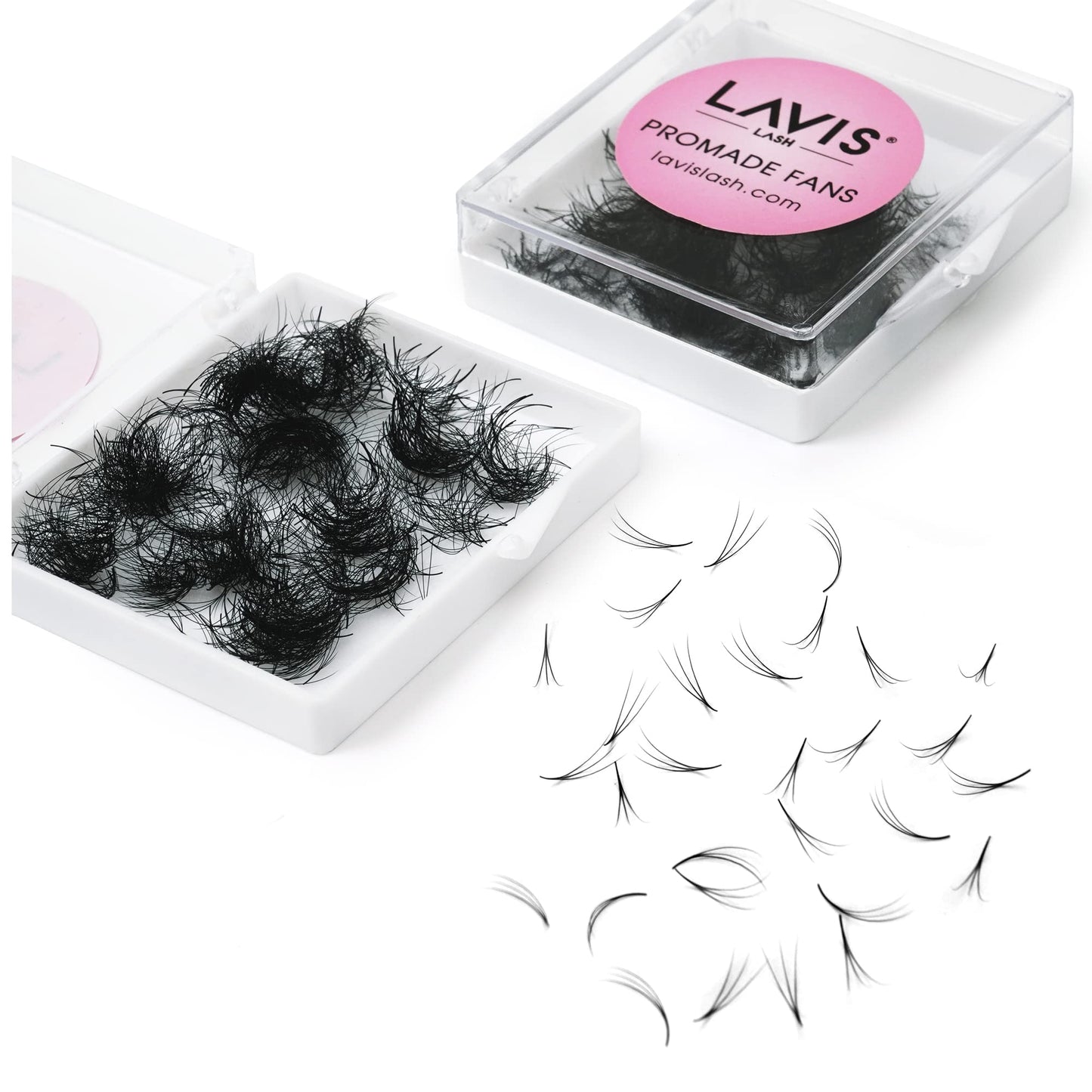 LAVISLASH 500 Promade Fans Eyelash Extension | Handmade Loose Volume Lash | Mutiple Options 3D-8D/10D/12D/14D/16D Fans | 0.03/0.05/0.07mm Thickness | C/CC/D Curl | 8-16mm Length(3D-0.07-D-13mm)