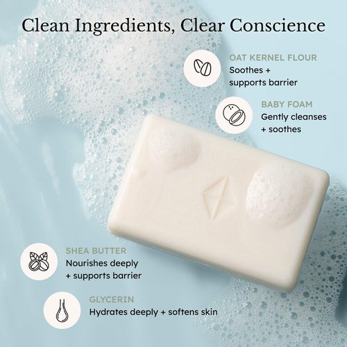 KYTE BABY Solid Body Wash Bar - Hypoallergenic, Moisturizing Oat & Shea Butter Soap for Sensitive Skin