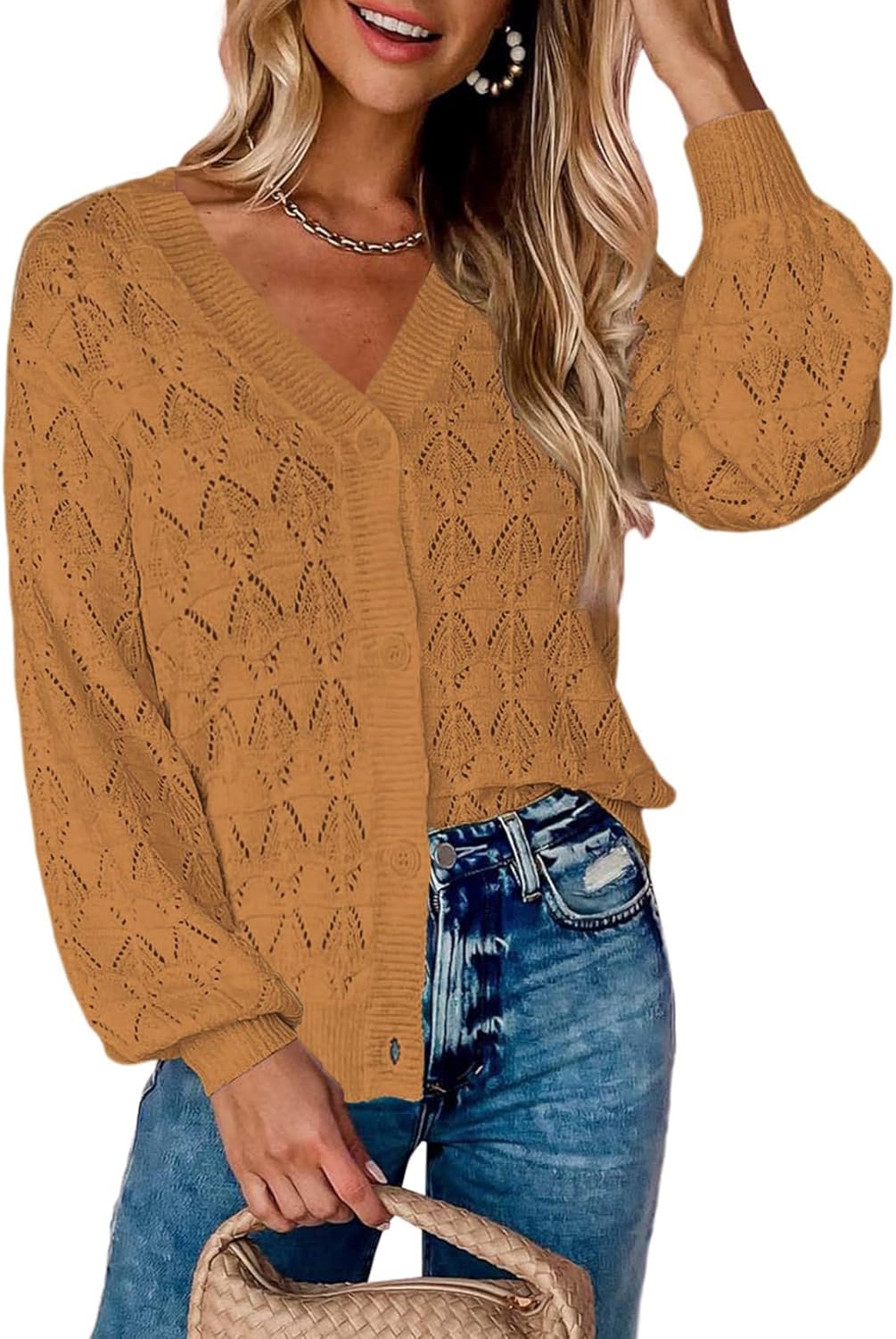 Zeagoo Women's Crochet Cardigan - Lightweight V-Neck Long Sleeve Bolero Sweater in 2024 Style