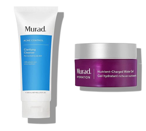 Murad Hydration Bundle | Clarifying Cleanser with Salicylic Acid & Nutrient-Charged Water Gel - 6.75 oz & 1.7 fl oz