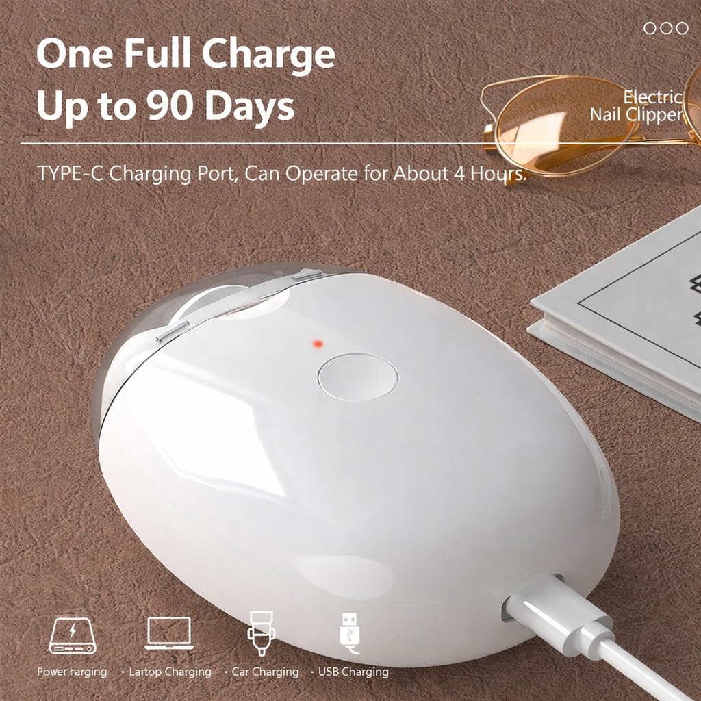 Electric Nail Clipper with Built-in LED Light, 3-Speed Cordless Nail Grinder Cutter, Mess-Free Nail Clippings Catcher, Portable for Fingernails & Toenails, Seniors, Kids & Travel