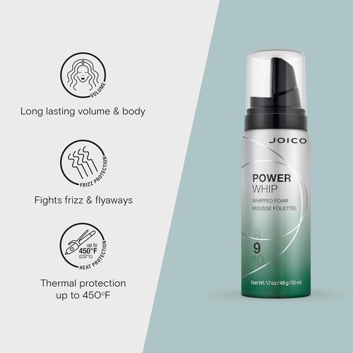 Joico Power Whip Whipped Foam - Volume & Body Boost | Thermal Protection | Frizz Control | Paraben Free