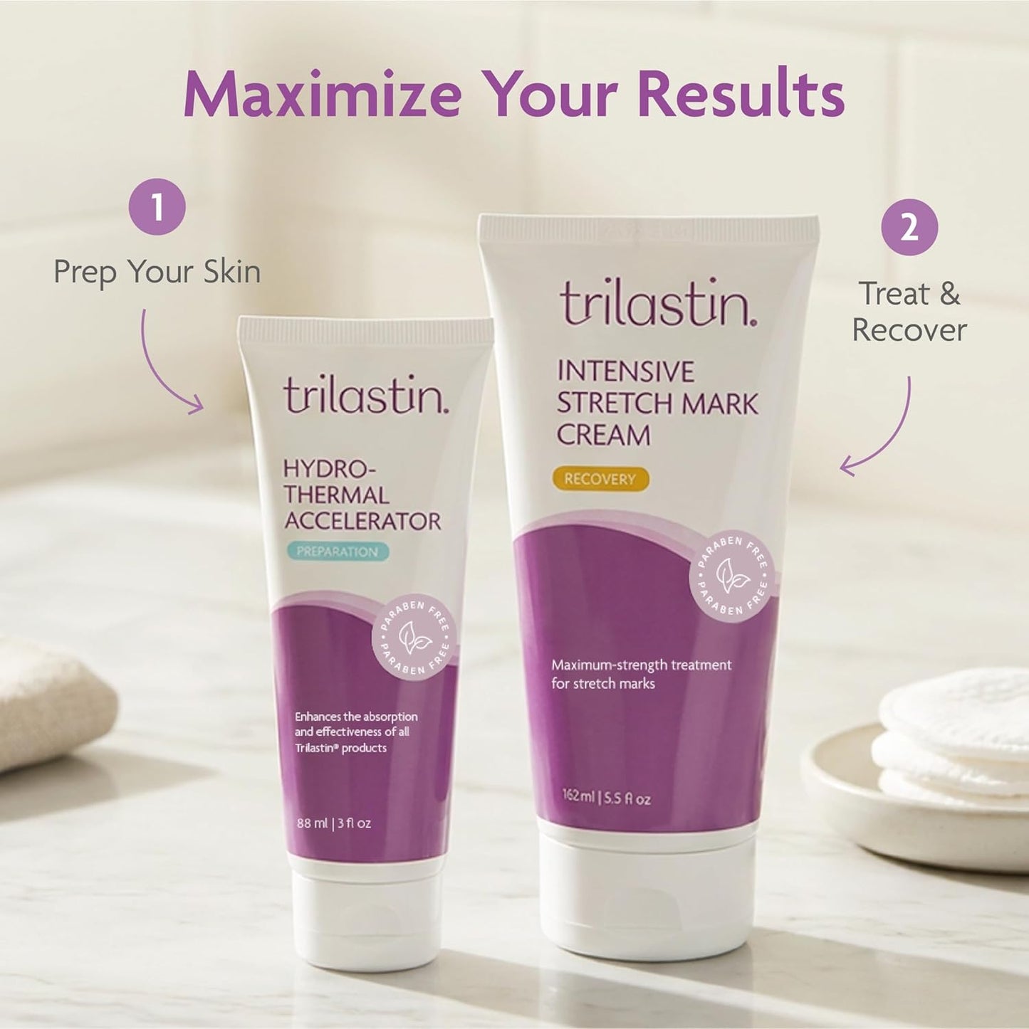 TriLASTIN Stretch Mark Cream - Hydrating Body Lotion with Collagen, Niacinamide & Vitamin E - Unscented 5.5 oz