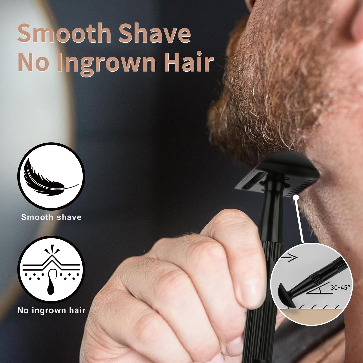 Matte Black Double Edge Safety Razor, Single Blade Razors for Men and Women, with 10 Stainless Steel Safety Razor Blades, Reusable, Eco-friendly, Smooth and Close Shaving, Plastic Free